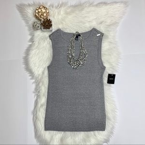 🅱️ NWT Alfani Sleeveless Sweater Silver Large
